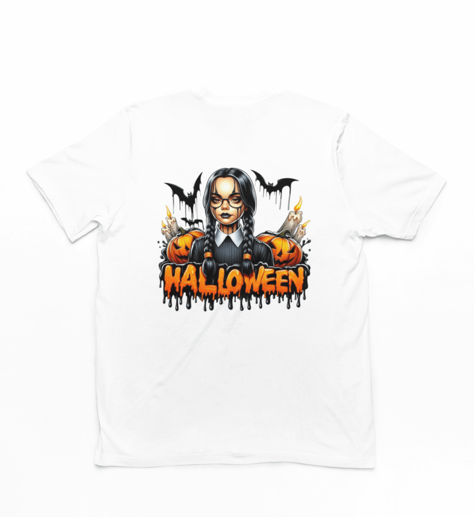 maglietta halloween mercoledi con zucca