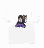 maglietta mercoledi addams halloween gatto nero
