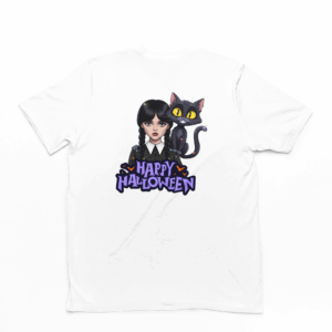 maglietta mercoledi addams halloween gatto nero