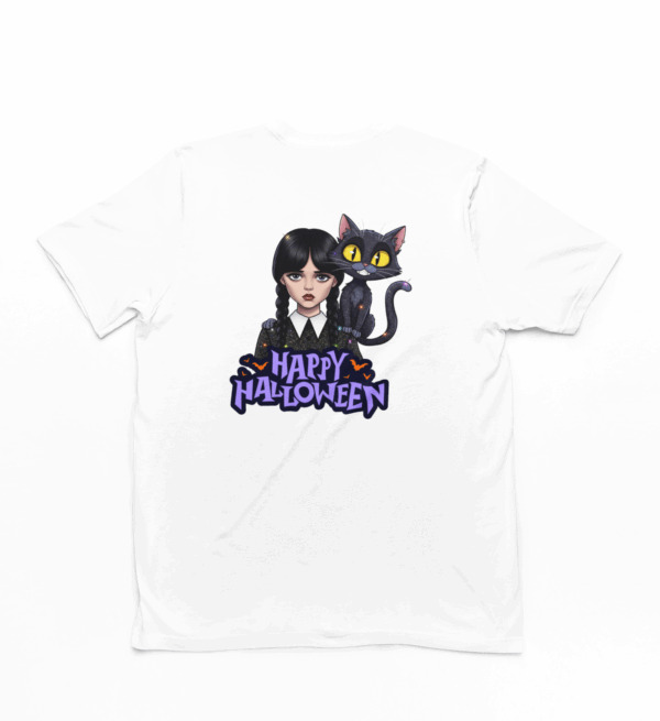 maglietta mercoledi addams halloween gatto nero