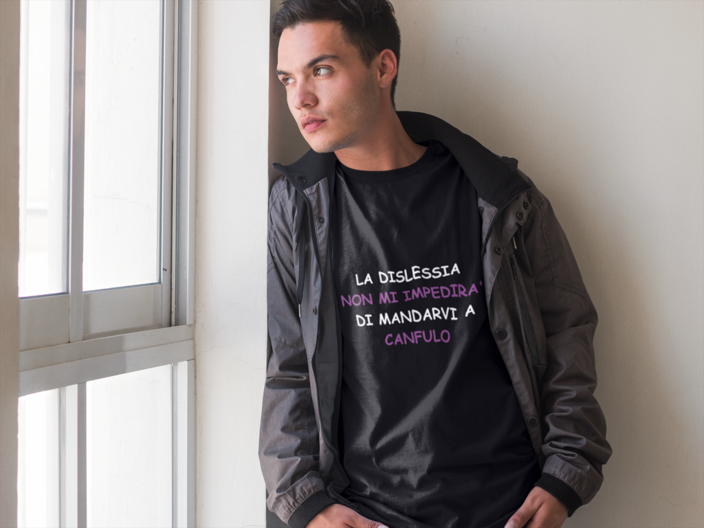 t-shirt uomo unisex regalo di natale compleanno la dislessia non mi impedirà