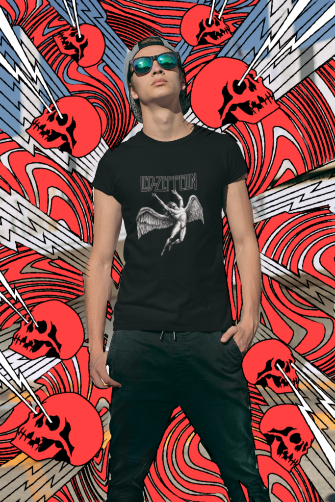 T-Shirt Led Zeppelin Nera in Cotone 100% Unisex uomo