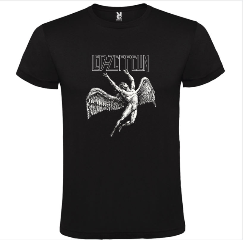 T-Shirt Led Zeppelin Nera in Cotone 100% Unisex