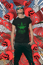 t-shirt foglia maria droga no grazie nero uomo unisex