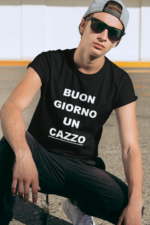 t-shirt buongiorno un cazzo nero uomo