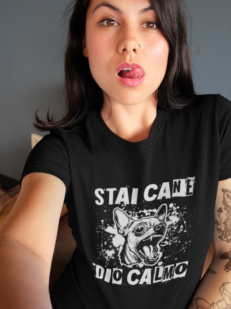 maglietta t-shirt stai cane dio calmo unisex