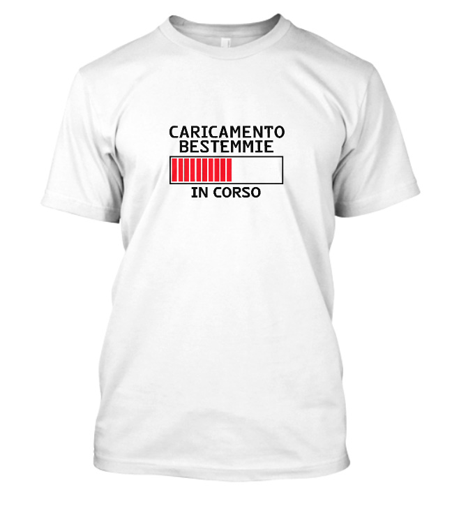 maglietta caricamento bestemmie in corso bianco