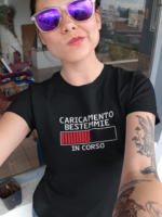 maglietta caricamento bestemmie in corso nero donna