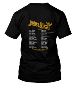 Retro della maglietta Judas Priest Faithkeepers Tour 2026 con date italiane