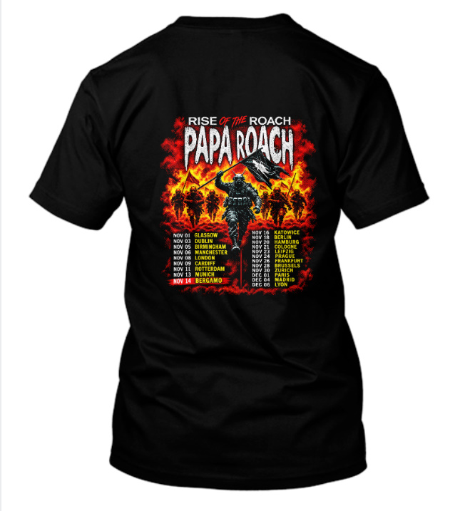 Maglietta Papa Roach Rise Of The Roach Tour 2026 retro